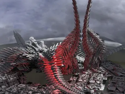 6 Dragon Tower Sci fi bone designs 3D model