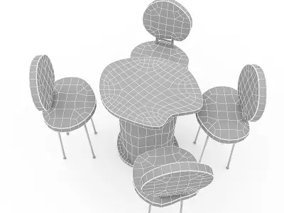 Wooden Garden Furniture 04 Low-poly 3D model