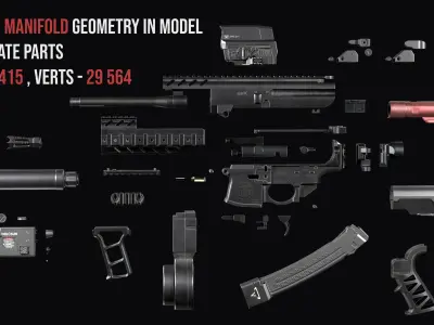 Tactical modular custom SMG  Sig Sauer MPX Low-poly 3D model