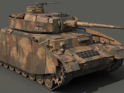 PzKpfw Panzer IV Ausf F G H Low-poly 3D model