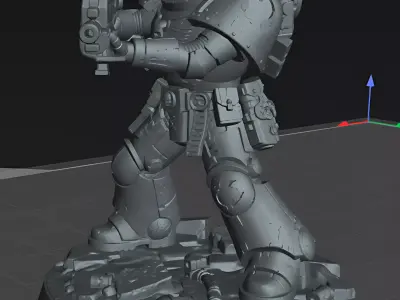 Blue Power Armor Sci Fi Warrior STL Miniature Figure 3D print model