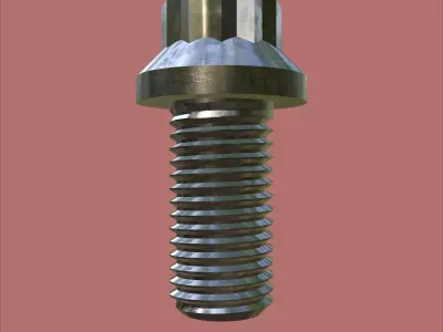 Steel Stained M10 12 Point Bolt 4K PBR 3D model