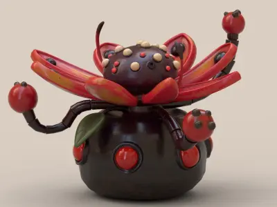 Stylized Bug Flower Low-poly 3D model