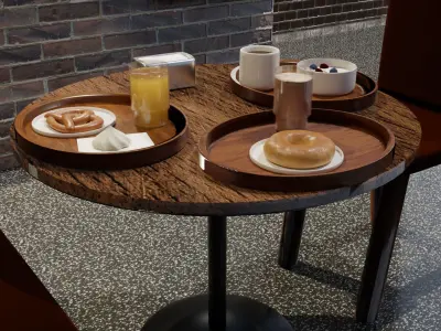 Kitchen and Coffee Pack - dishware food drinks and furniture set Free 3D model