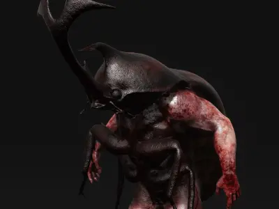 Mutant Rhinoceros Beetle - Horror Insects Collection Low-poly 3D model