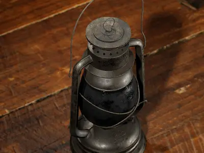 Vintage Kerosene Lamp Low-poly 3D model