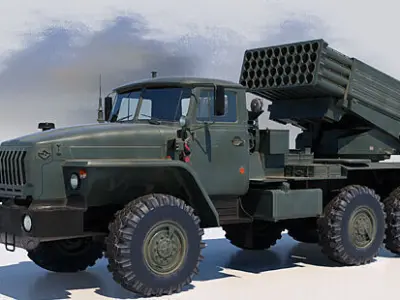 BM-21 Soviet truck-mounted 122 mm multiple rocket launcher 3D model
