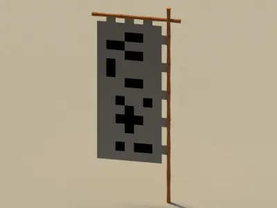 Low Poly Japanese Traditional Flags Low-poly 3D model