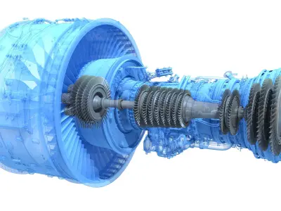 PW GTF Geared Turbofan Engine 3D model