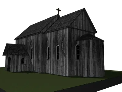 wooden church 3D model