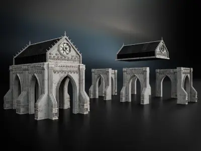 GOTHIC CASTLE KITBASH Low-poly 3D model
