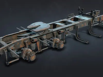 Semi-Trailer Truck Frame Rusty Low-poly 3D model