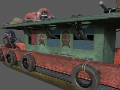 Stylized Fisherman Boat Low-poly 3D model