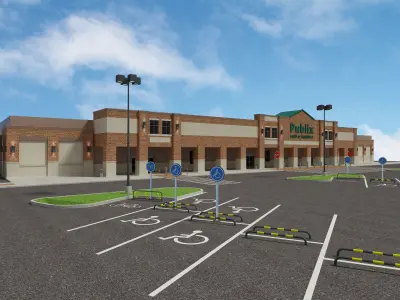 Retail Store Building Set 4 in 1 3D model