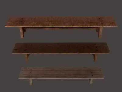 Wooden Bench Free low-poly 3D model get