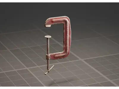 Red C-Clamp Workshop Tool 3D model