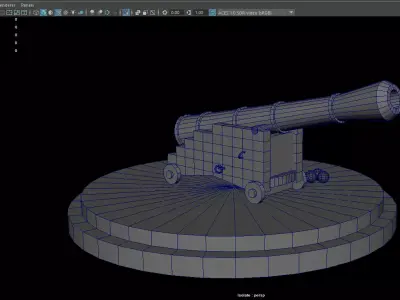 Military cannon Vintage Free low-poly 3D model