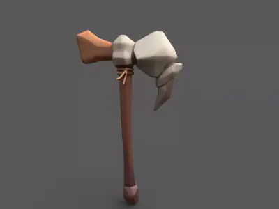 Primitive Stone War Axe- Game Ready Low Poly 3D Model Low-poly 3D model