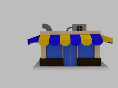 Cartoon Cafe Low-poly 3D model