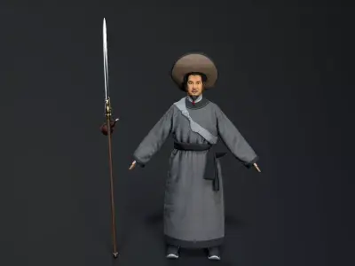ancient chinese warrior  Low-poly 3D model