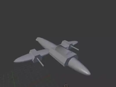 spaceship A-1 jet plane with two propellers 3D model