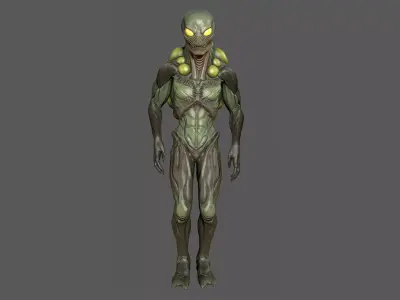 Alien Spitter - Sci-Fi Enemy Rigged Game-Ready  Low-poly 3D model
