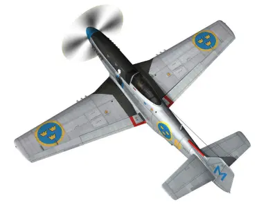 North American P-51D Mustang - Swedisch Airforce 3D model