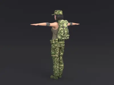 Female Soldier Rigged Low-poly 3D model