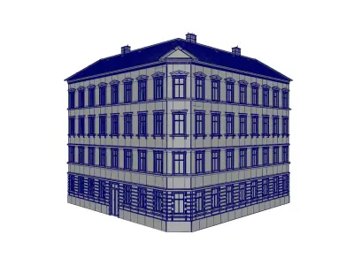 Street Facade Residantial Building Corner Aluminium Roof 3D model