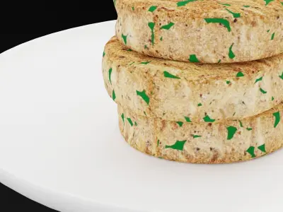 Crab Cakes Plate Low-poly 3D model