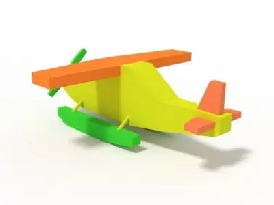 Low Poly Cartoon Hydroplane Toy Low-poly 3D model