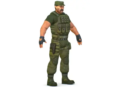 Military Soldier in Tactical Gear Combat Boots and Pistol  Low-poly 3D model