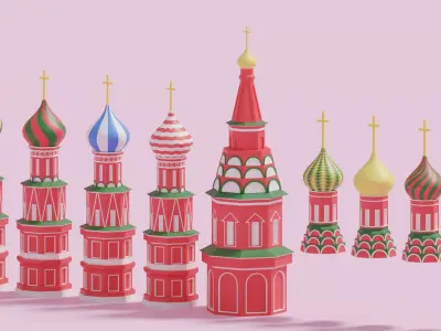 Moscow Kremlin Saint Basils Cathedral Russia Low-poly 3D model