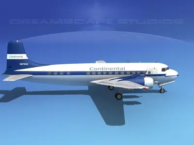 Douglas DC-6 Continental Airlines 3D model