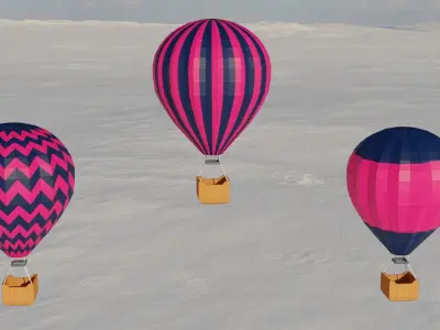 Low poly hot air balloon Low-poly 3D model