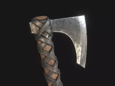 Viking Medieval War Axe - Game ready weapon Low-poly 3D model