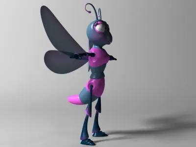 Cartoon Dragonfly RIGGED Low-poly 3D model