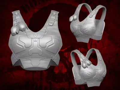Female SCIFi Vest 3D Printable Files for Action  Figures 3D print model