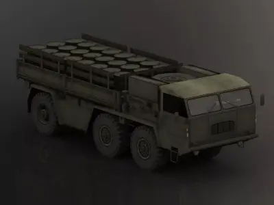 Military Truck Transport Low-poly 3D model