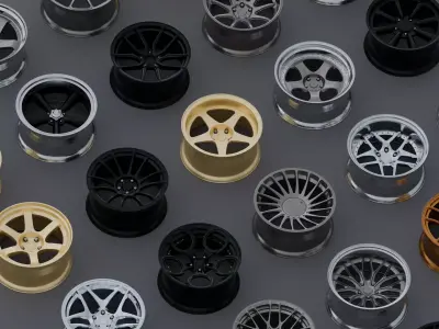 Aftermarket Car Wheels Pack Low-poly 3D model