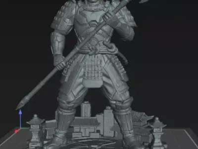 Neon Shogun Cyber Samurai STL Miniature for 3D Printing 3D print model