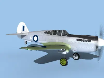 Curtiss P-40F Tomahawk V10 RAAF 3D model