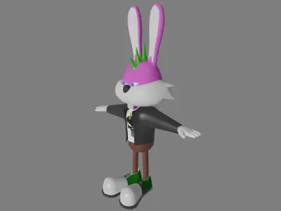 Punk Bunny Low-poly 3D model