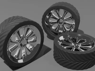Hot rod chrome wheel Low-poly 3D model