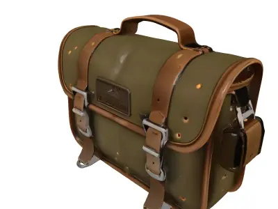 Vintage Military Canvas Satchel Bag 3D model
