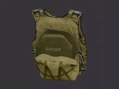 Yellow Tactical Vest with Pouch Low-poly 3D model