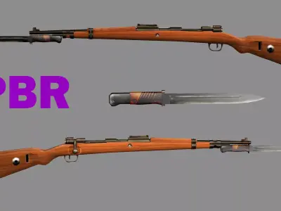 Kar98k With Bayonet Mauser Karabiner Low-poly 3D Model Low-poly 3D model purchase