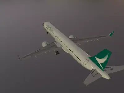 Cathay Pacific Airbus a321neo low poly 3D model Low-poly 3D model