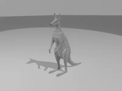 Low-poly Cangaroo kangaroo in field Low-poly 3D model