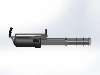 Hand Held minigun Low-poly 3D model